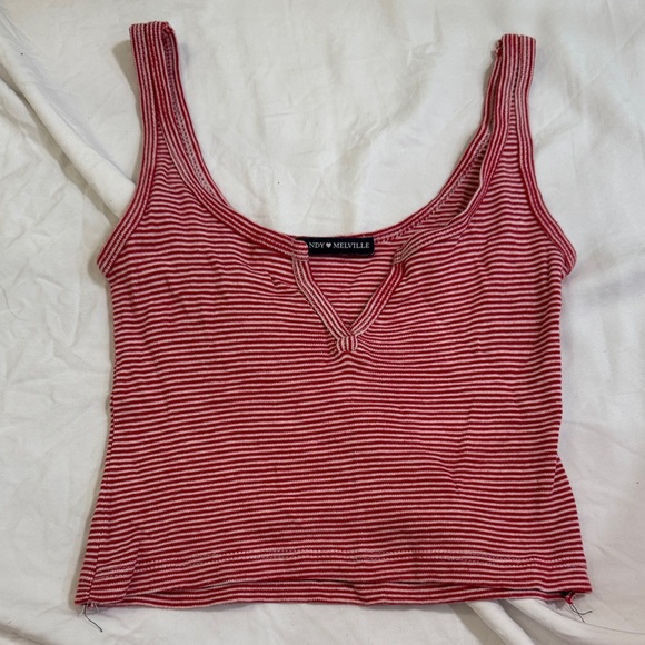 Brandy Melville Burgundy Striped Tank Top - Picture 1 of 1